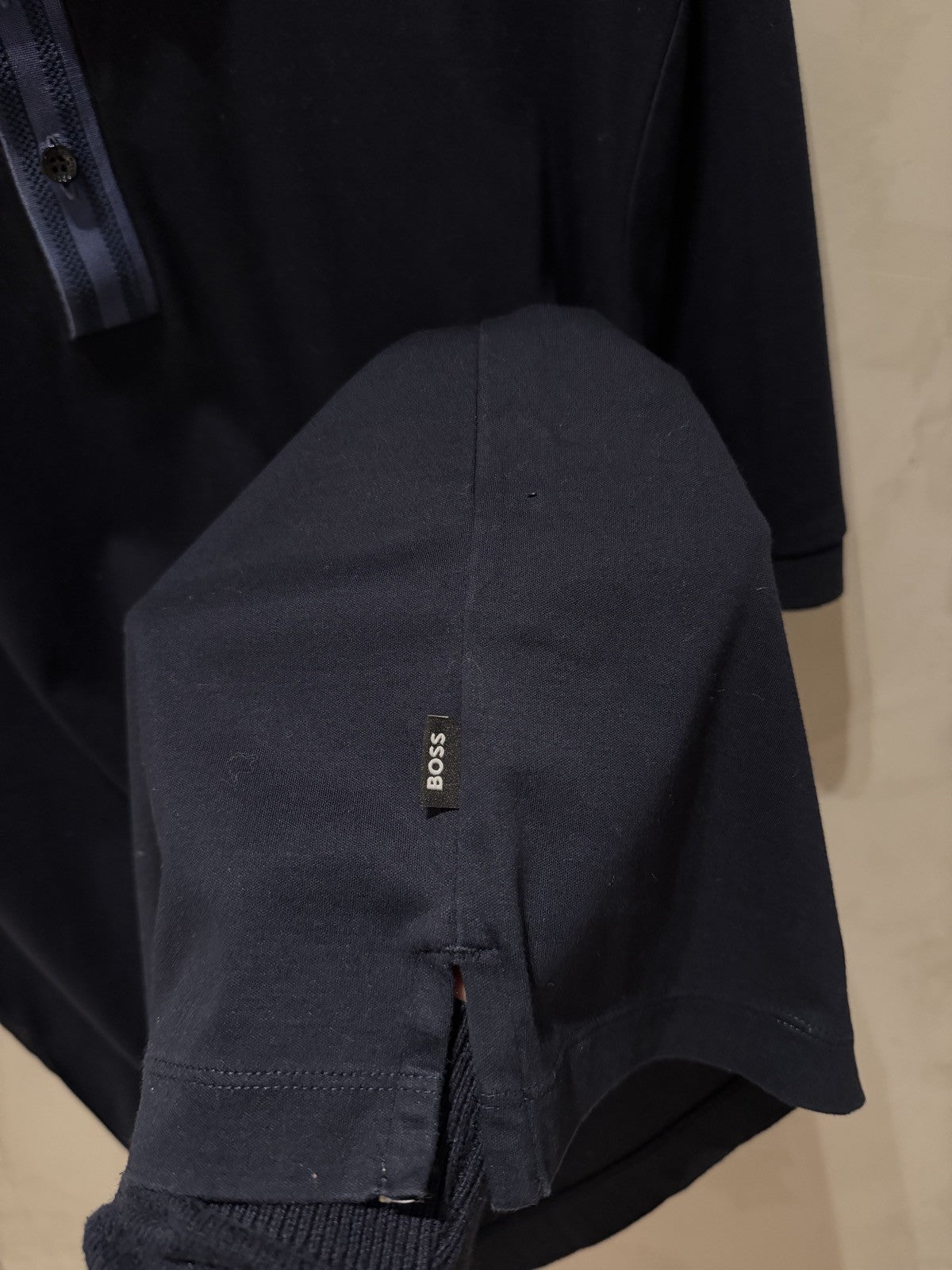 BOSS Polo Azul Marinho Gola Listrada
