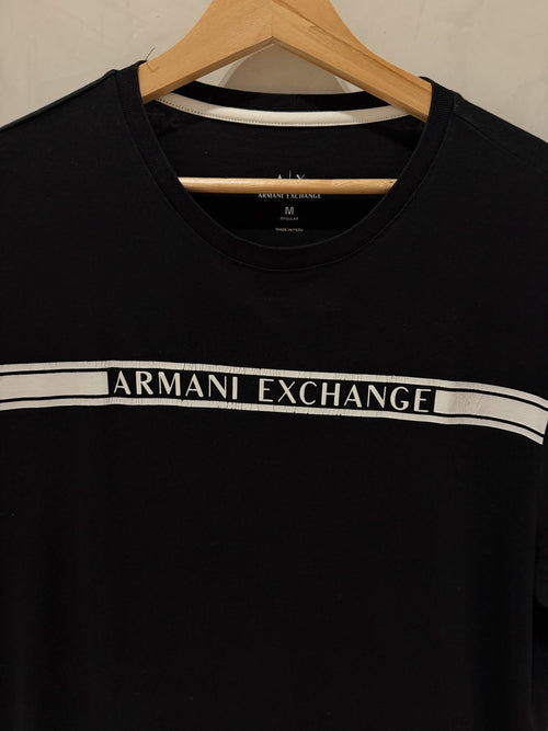 Armani Exchange Preta Faixa Branca