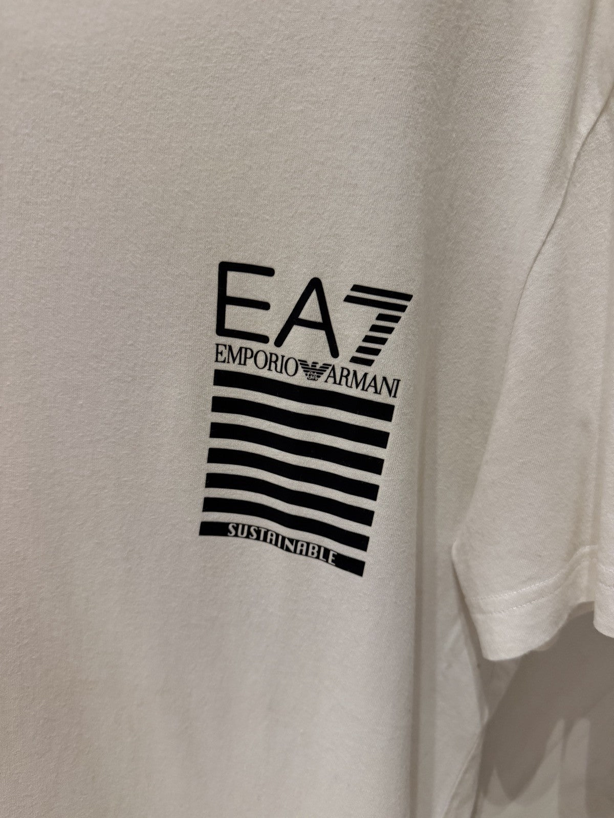 EA7 Branca Logo Listrado