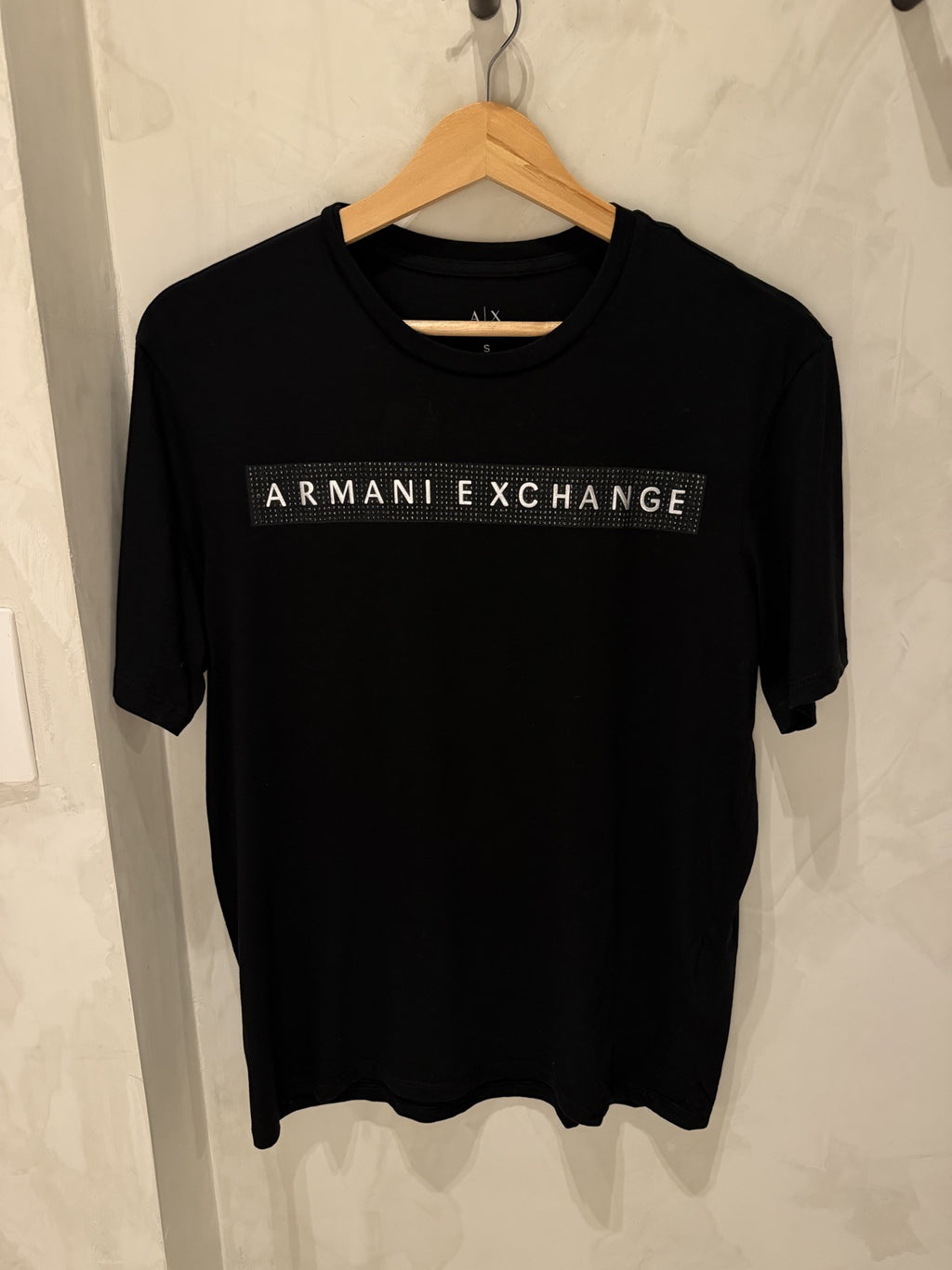 Armani Exchange Preta Faixa Brilhante