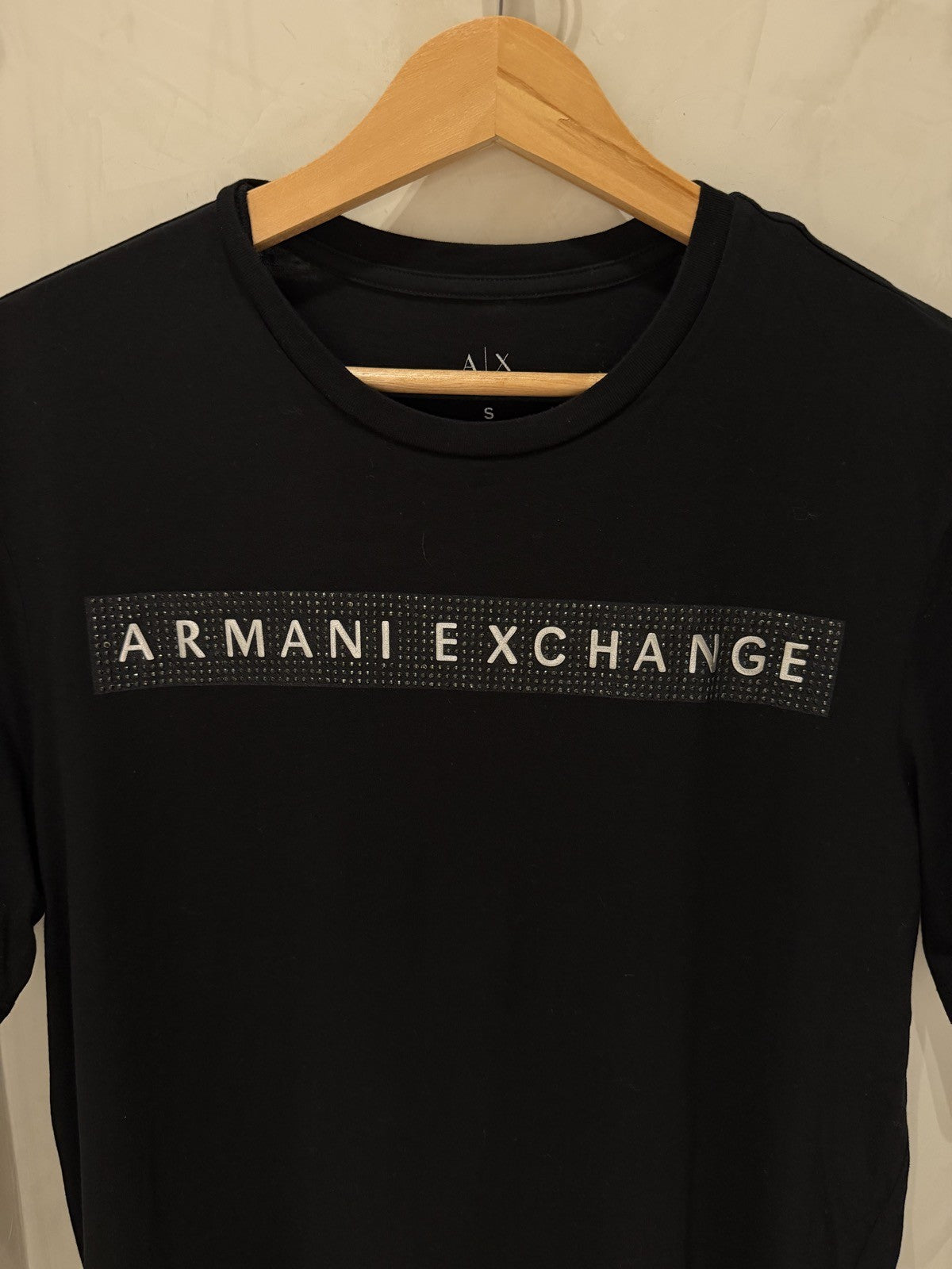 Armani Exchange Preta Faixa Brilhante
